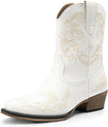 Women's Cowboy Cowgirl Western Ankle Boots - Low Chunky Heel