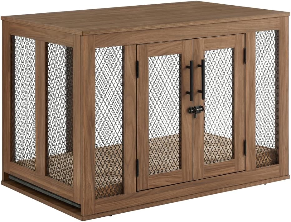 Stylish Medium Dog Crate with Tray for Indoor Aesthetic Homes