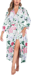 Womens Plus Size Kimono Robe Long Knit Bathrobe - Lightweight Soft Fit