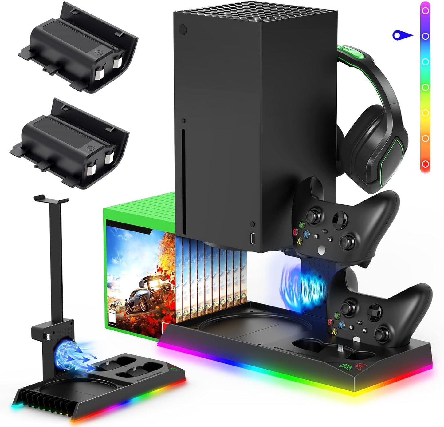 Upgrade Stand for Xbox Series X with Cooling Fan and RGB Lights
