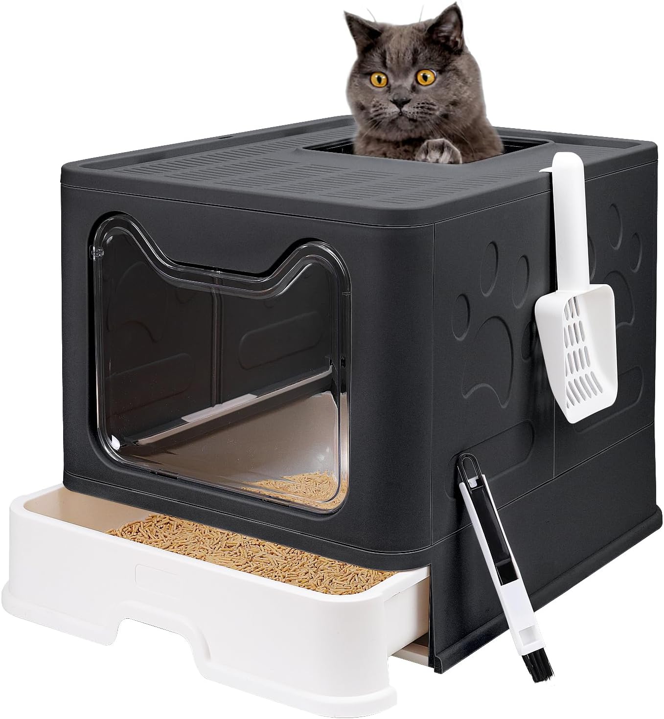 Foldable Cat Litter Box with Lid for Easy Cleaning and Travel