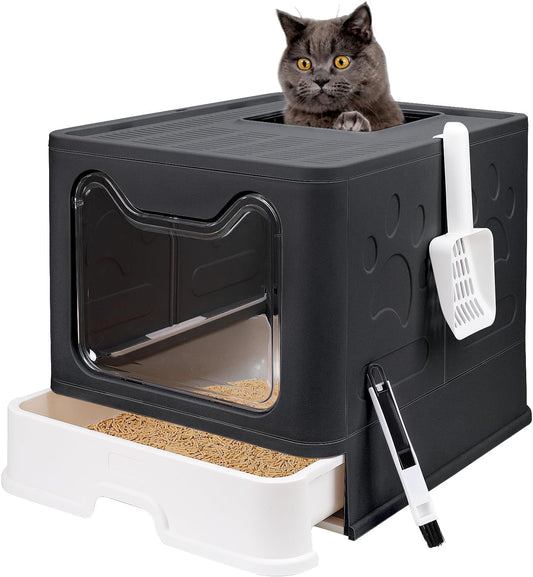 Foldable Cat Litter Box with Lid for Easy Cleaning and Travel