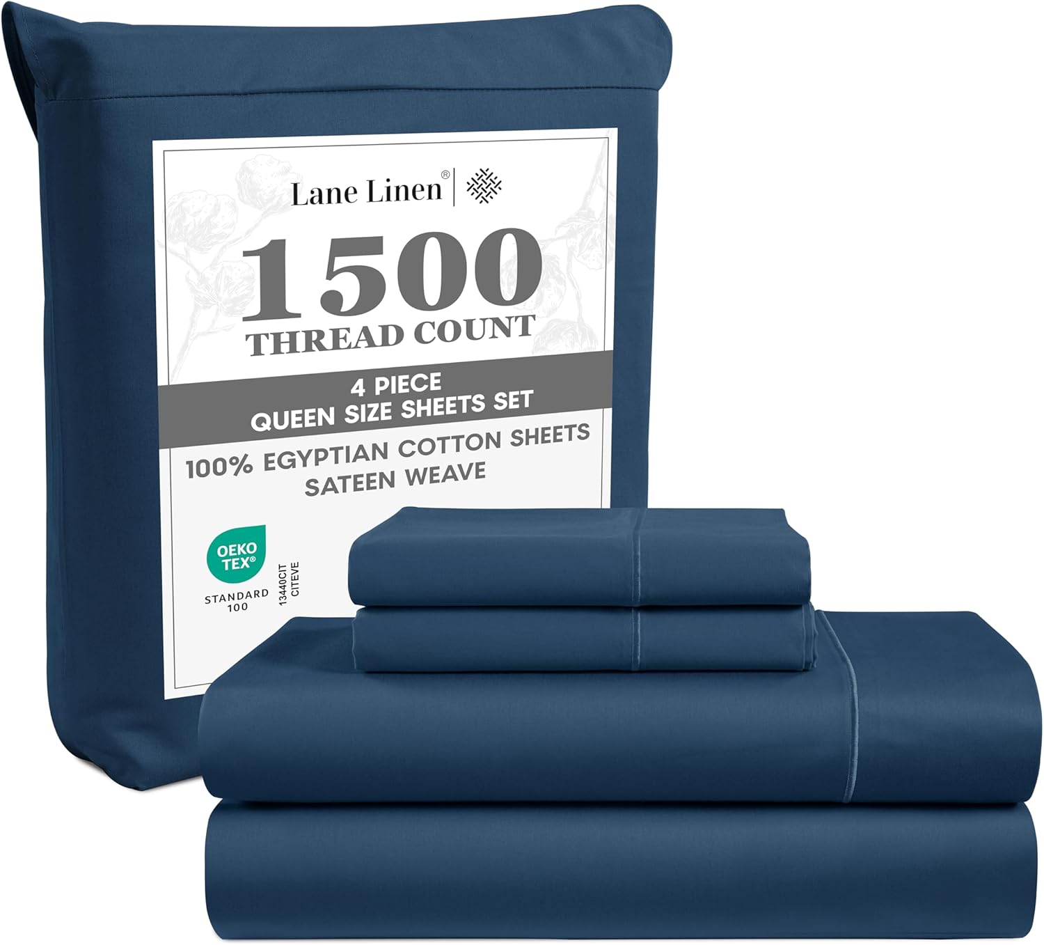 Luxury 100% Egyptian Cotton Queen Sheet Set by Lane Linen