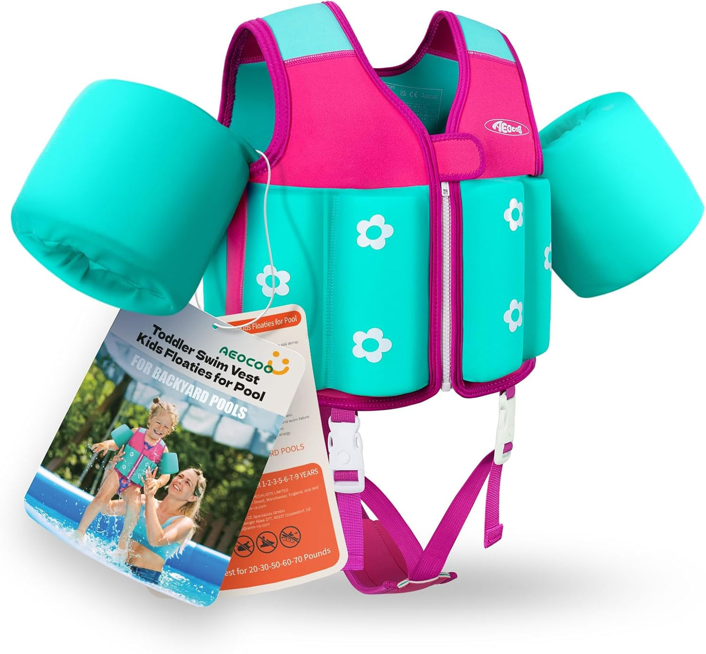 Kids Pool Floaties for 1-9 Years Old with Adjustable Buoyancy