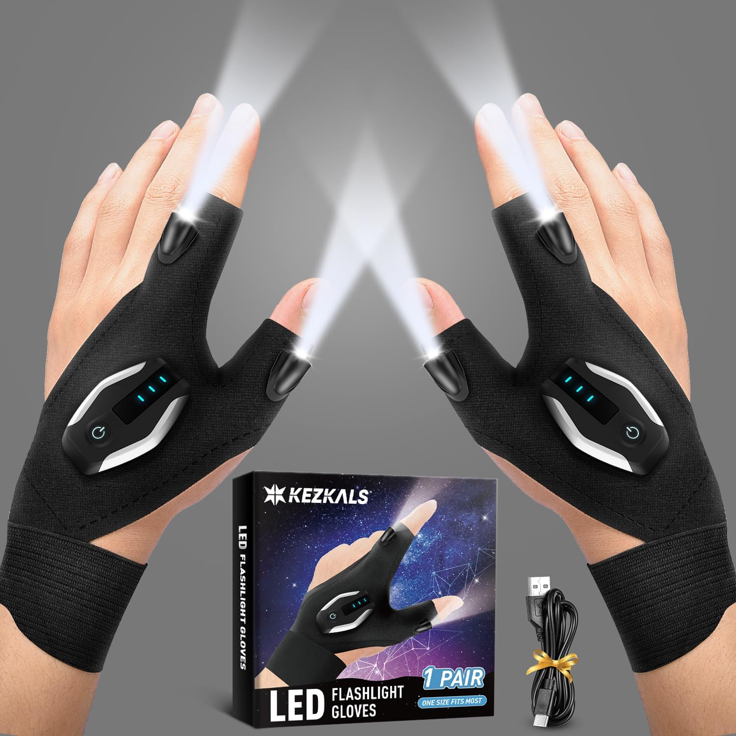 Rechargeable Flashlight Gloves for Dad
