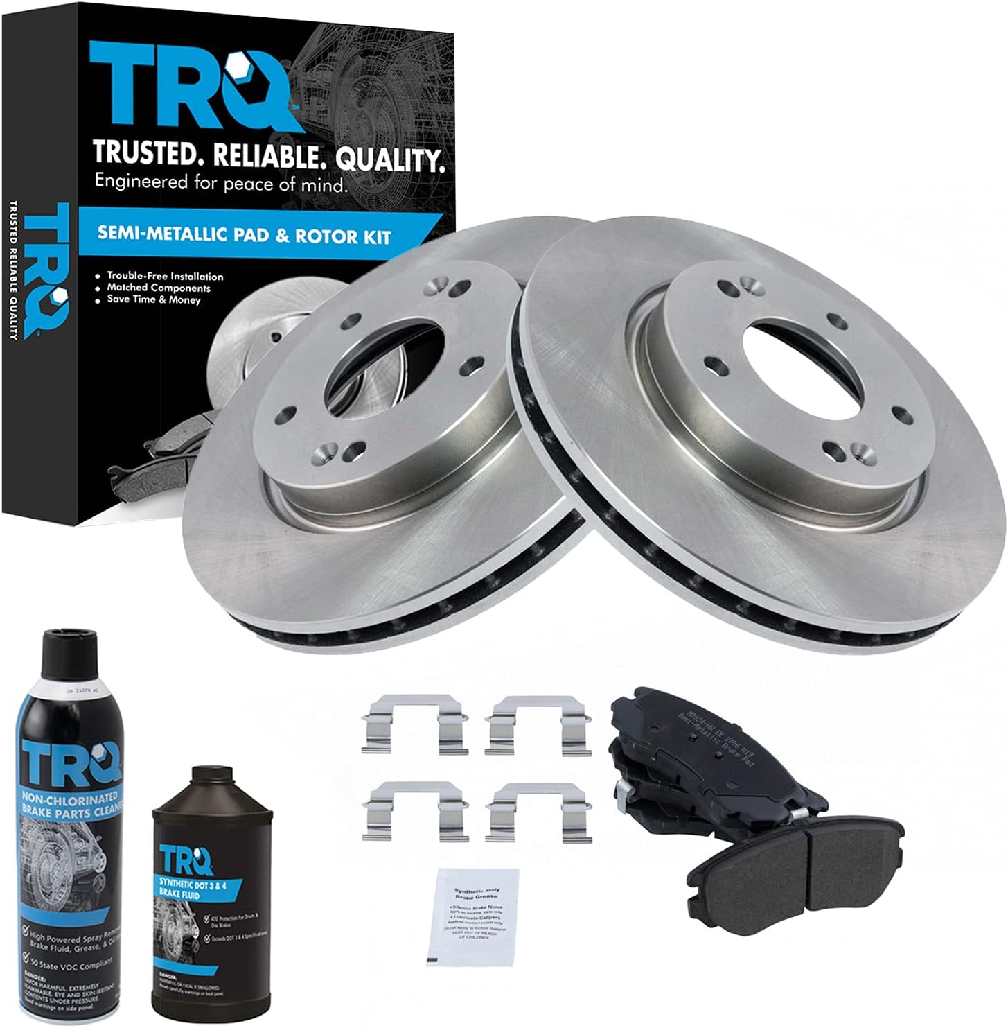 TRQ Front Brake Pad & Rotor Kit for 2007-2010 Hyundai Elantra