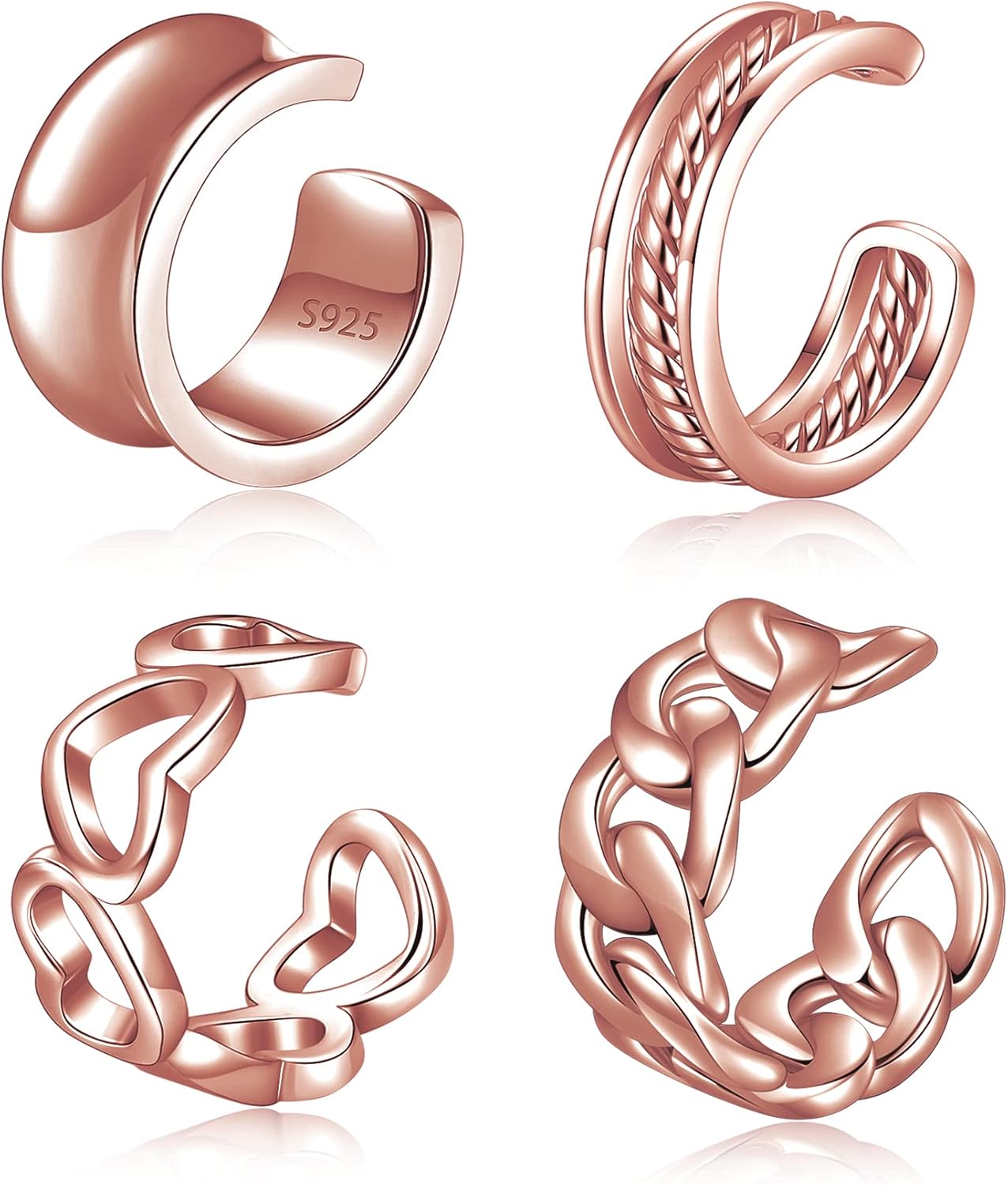 CHIC & ARTSY 925 Sterling Silver Ear Cuffs for Women