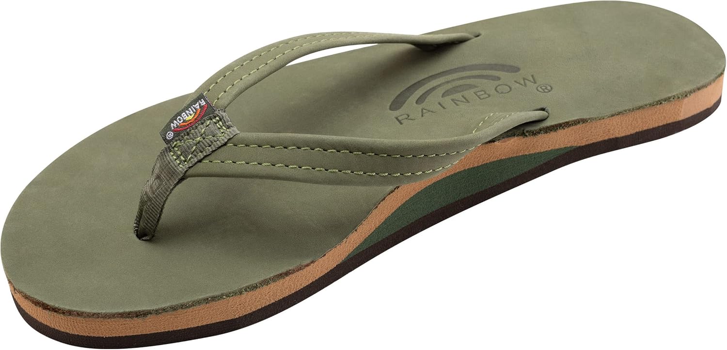 Rainbow Sandals Women's Single Layer Leather Sandal with Narrow Strap