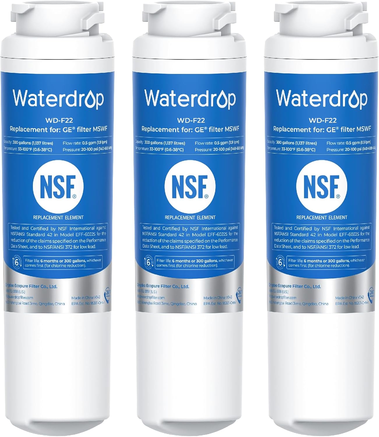 Waterdrop MSWF Refrigerator Water Filter Replacement for GE Models