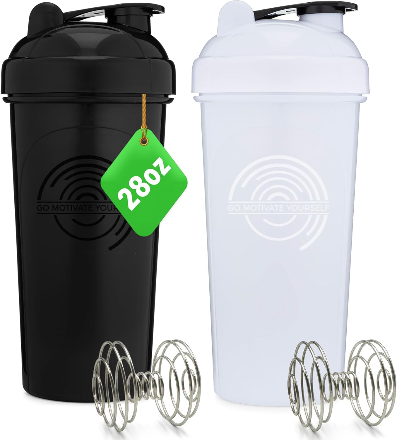 GOMOYO 2-Pack Protein Shaker Set - Whisk Blender, BPA Free