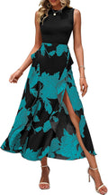 Women Casual Sleeveless Summer Dress Midi - Boho Floral Ruffle