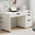 48 Inch White Desk with Drawers - Small Computer Desk for Compact