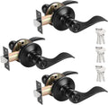 Black Entry Door Lever Set (3 Pack) - Keyed Alike Lockset Combo