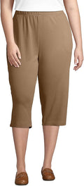 Lands' End Women's Sport Knit High Rise Elastic Waist Capri Pants