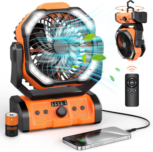 20000mAh Cordless Camping Fan - Portable & Powerful