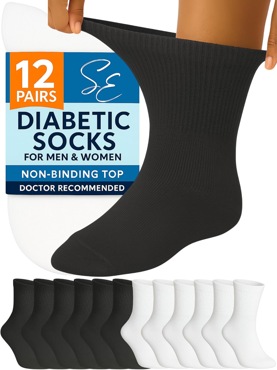 Special Essentials Diabetic Socks for Men & Women - 12 Pairs