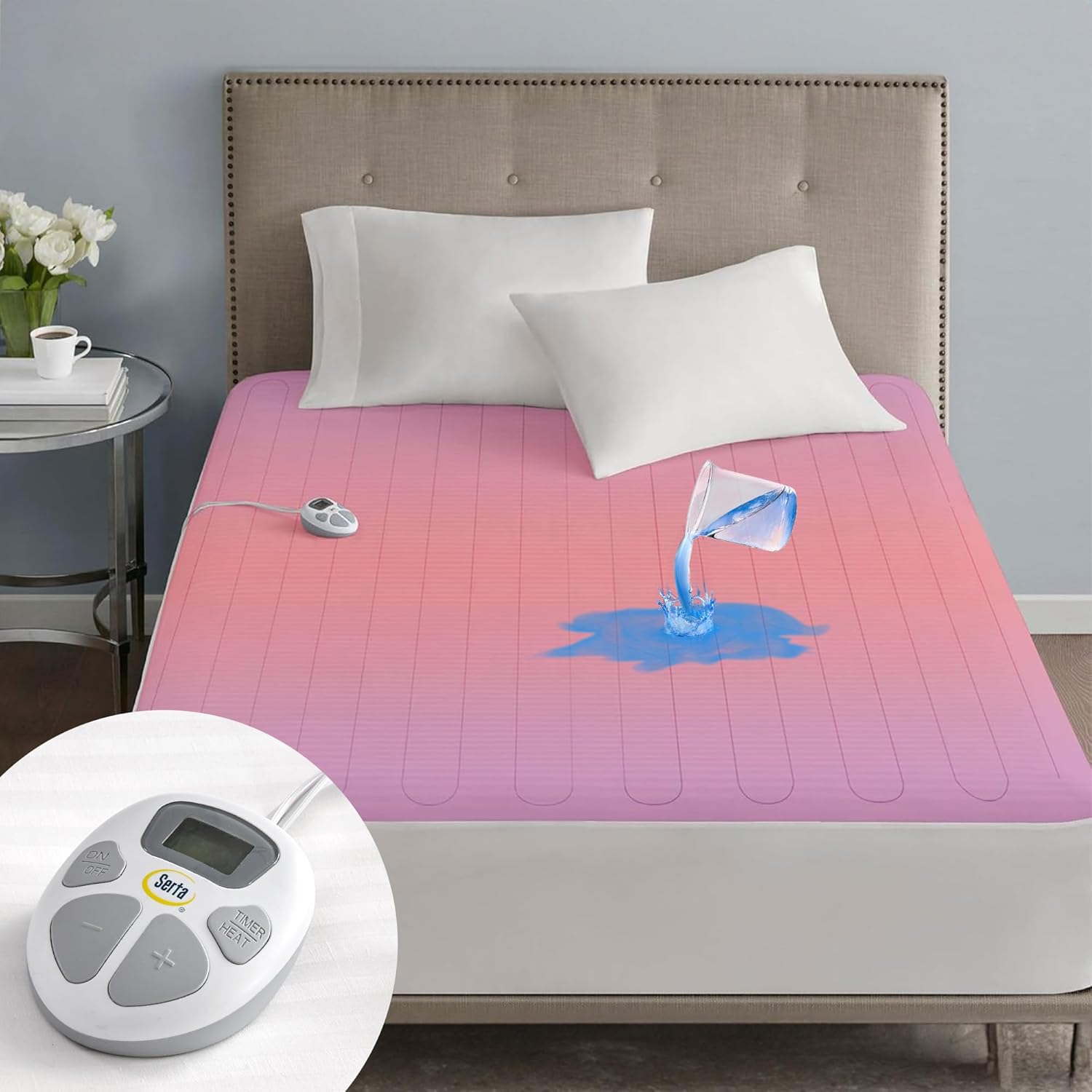 Serta Waterproof Heated Mattress Pad with 10 Heat Settings