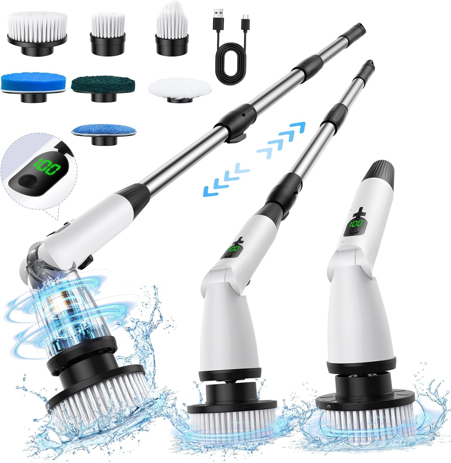 11 in 1 Electric Spin Scrubber with Adjustable Angles and Speeds