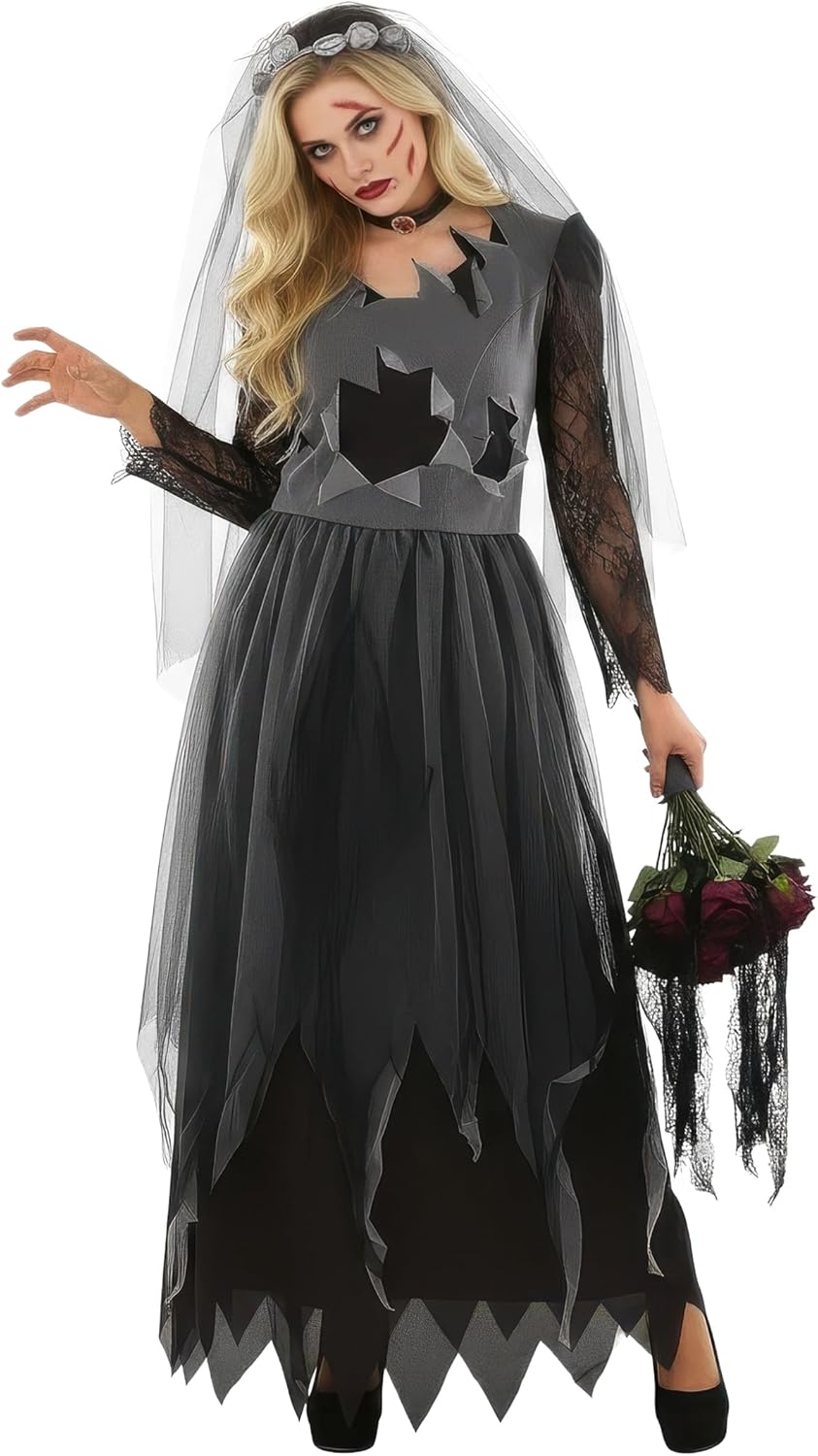 Corpse Bride Costume for Women - Scary Zombie Outfit for Halloween