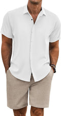COOFANDY Men's Summer Beach Outfits 2 Piece Linen Set - Lightweight as