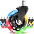 RGB Rubber Chair Casters - Heavy Duty Wheels for Desk Chairs - Set of 5