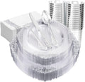 FLOWERCAT Clear Silver Plastic Plates 175PCS - Elegant Disposable Set