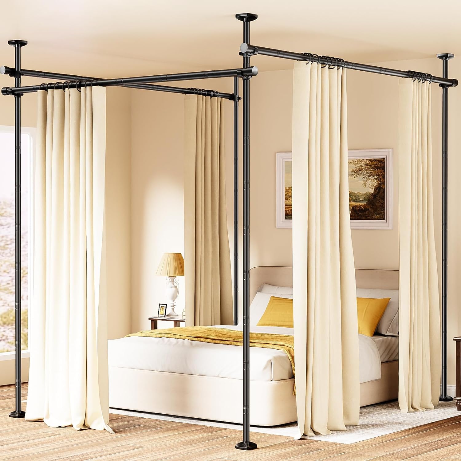Room Divider Curtain Rod for Wide Space Separation, Adjustable