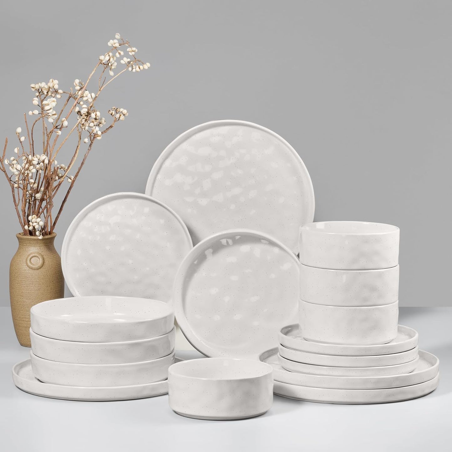 HaWare Dinnerware Sets - 16-Piece Stoneware Dish Set for 4