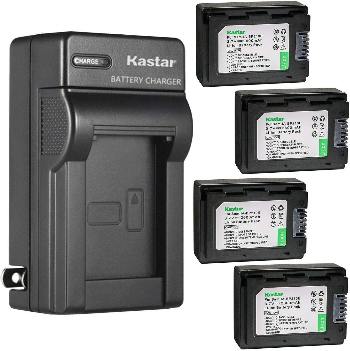 Kastar 4-Pack IA-BP210E Battery and Charger for Samsung Cameras
