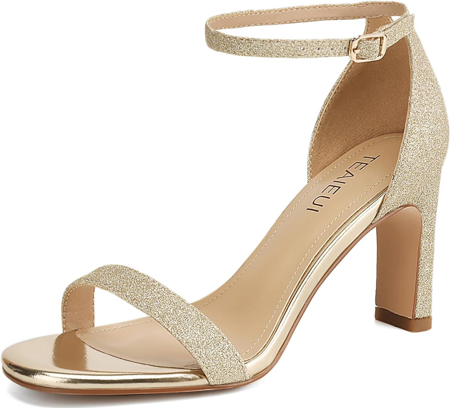 Heels for Women Round Toe Chunky High Heels with Ankle Strap