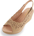 Alexis Leroy Wedge Heel Cut-Out Vamp Peep Toe Slingback Sandals