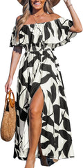 CUPSHE Ruffle Floral Maxi Off Shoulder Dress - Beach Ready
