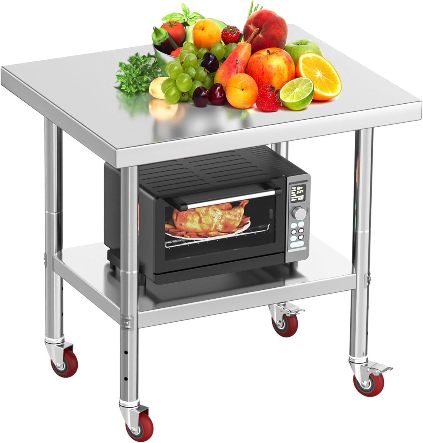YITAHOME Stainless Steel Table with Wheels for Versatile Use