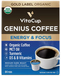 Genius Keto Coffee Pods 64 Ct - MCT, Turmeric & B Vitamins