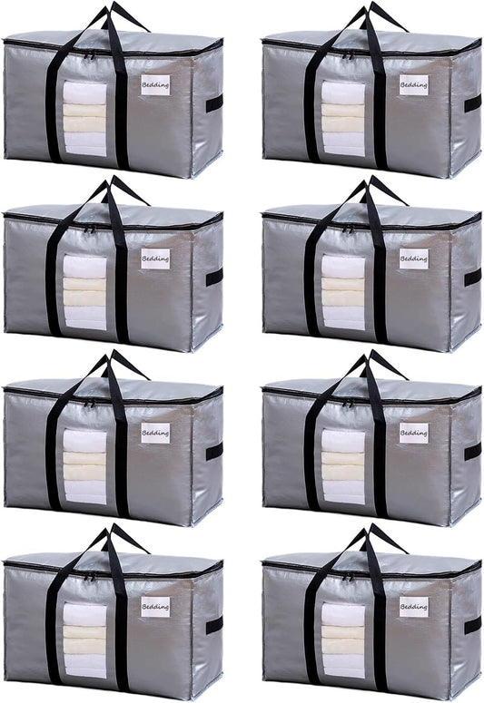 Extra Large Moving Bags for Storage - Heavy Duty Totes 8 Pack