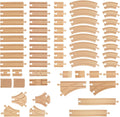 Wooden Train Tracks 58 Piece Set - Expand Track Layouts Easily