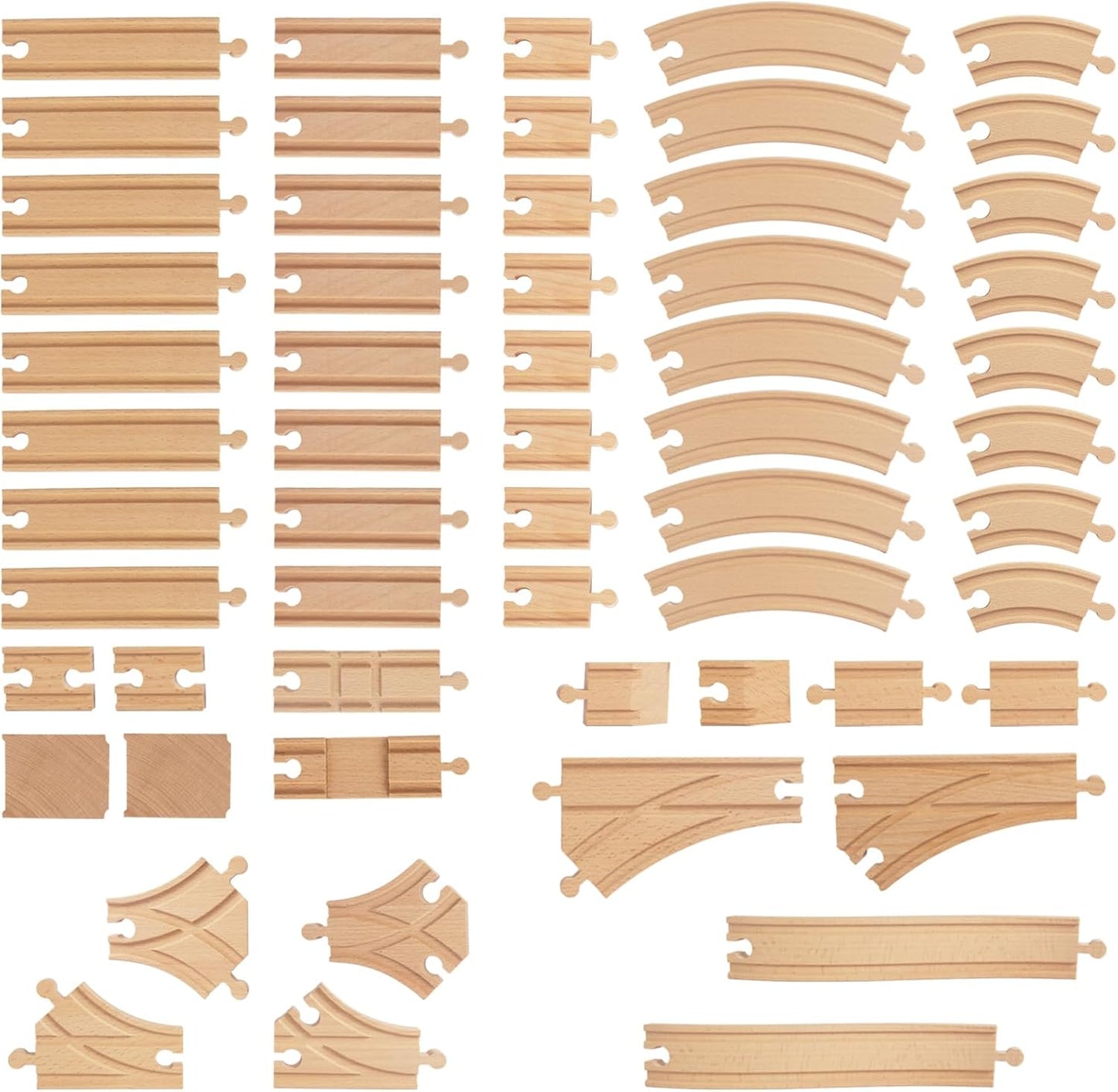 Wooden Train Tracks 58 Piece Set for Endless Fun and Expansion