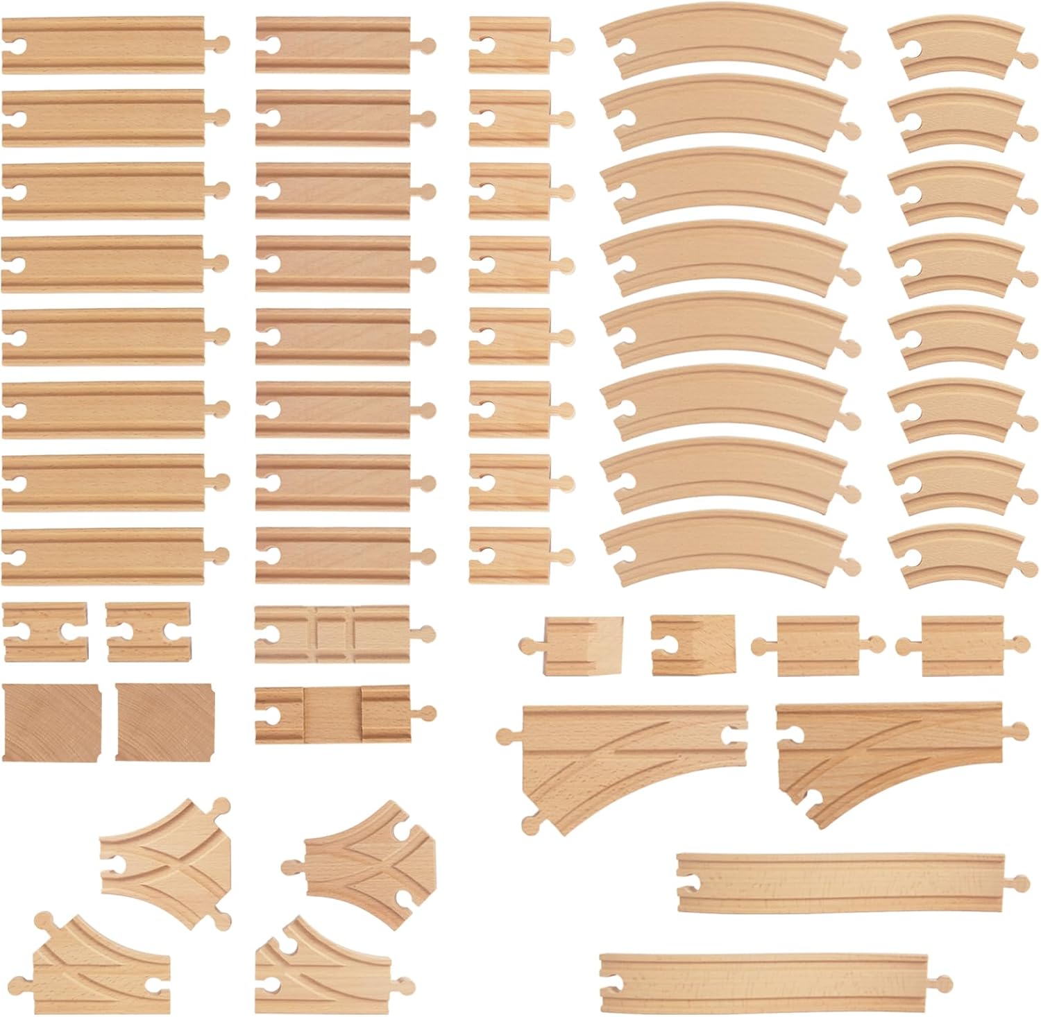 Wooden Train Tracks 58 Piece Set for Endless Fun and Expansion