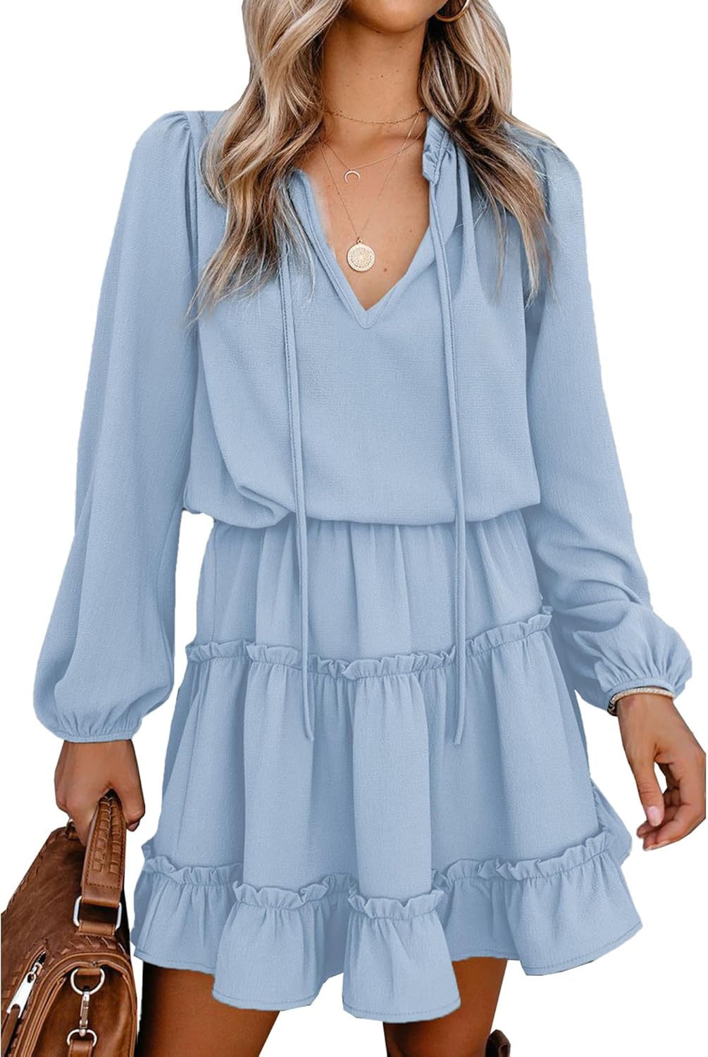 BTFBM Long Sleeve Fall Dresses for Women - Stylish Mini Dress