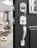 Camelot Front Door Handle and Deadbolt Set - Durable Brushed Nickel