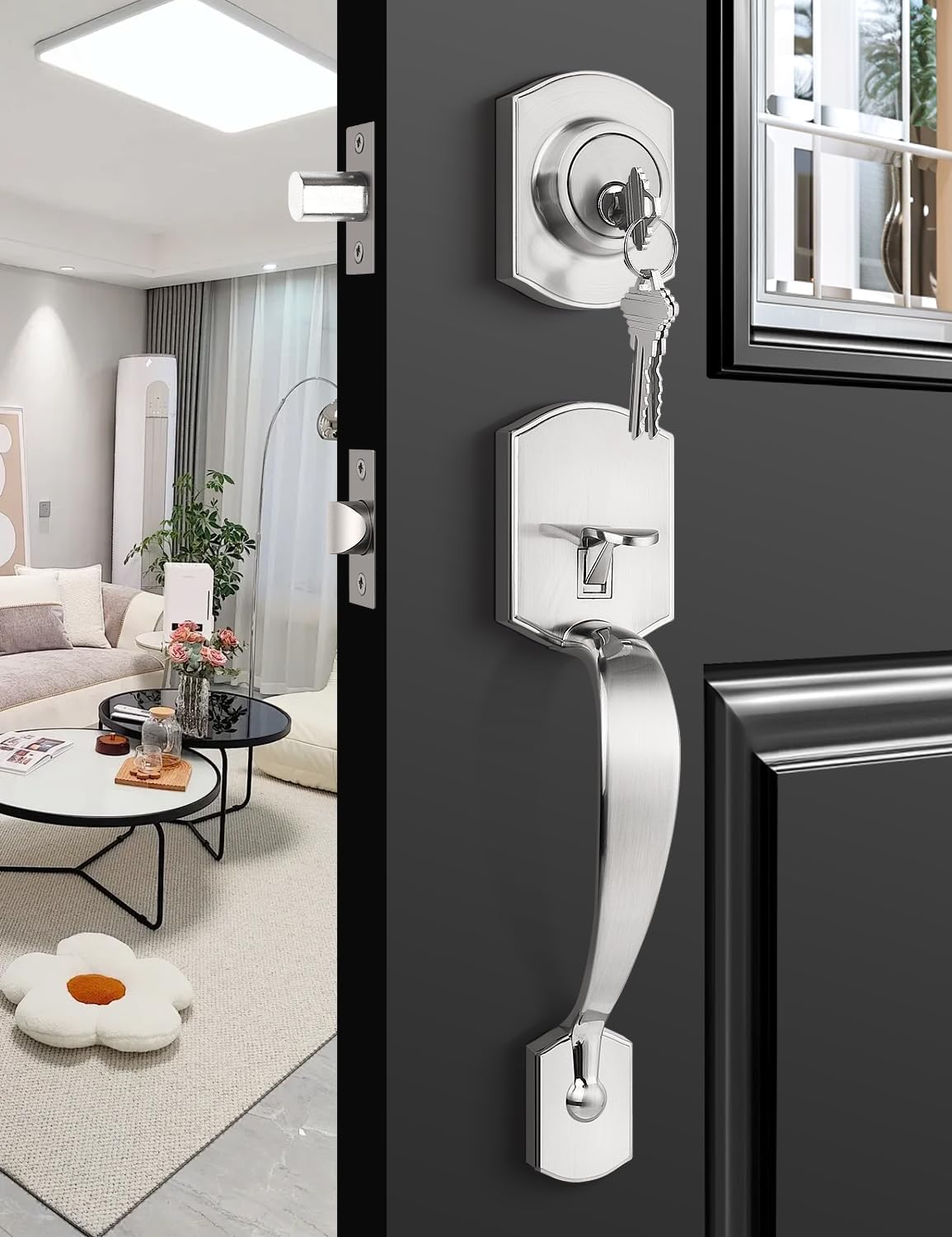 Camelot Front Door Handle and Deadbolt Set for Secure Entry