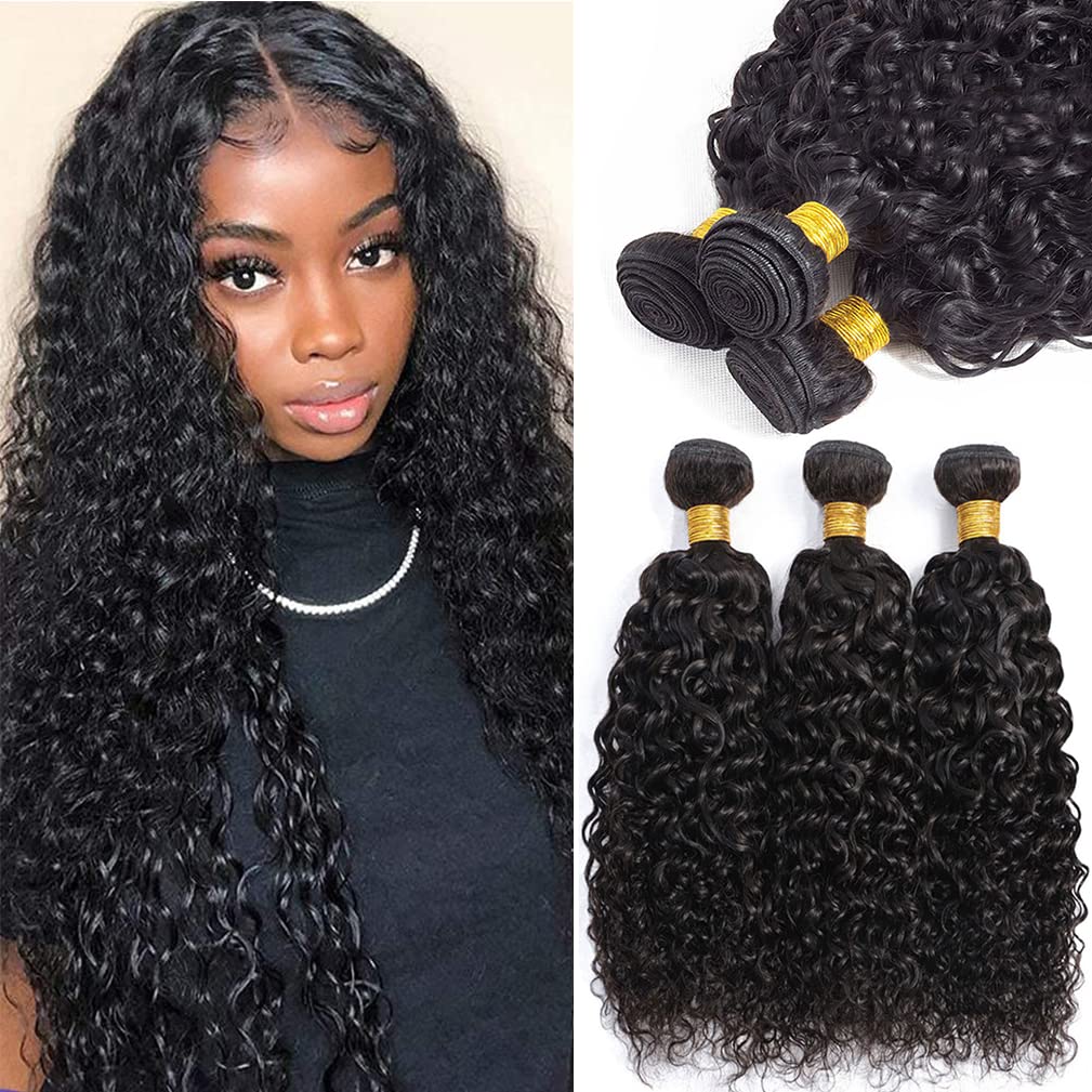 12A Curly Bundles Human Hair Weave 20in 22in 24in Natural Color