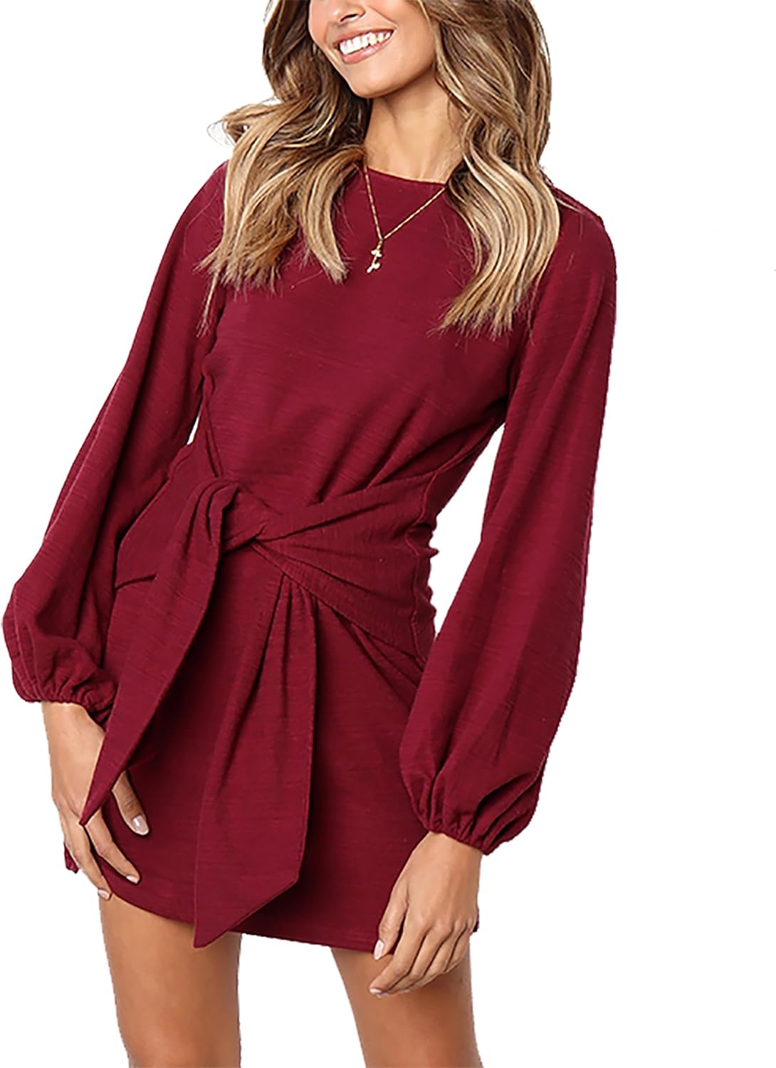 PRETTYGARDEN Womens Fall Elegant Long Sleeve Short Dress