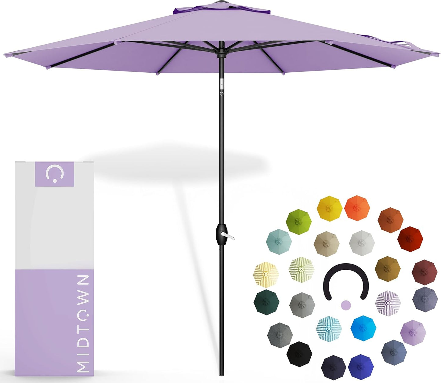 Midtown Umbrellas 9 Ft Auto-Tilt Patio Umbrella for Outdoor Use
