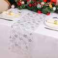 Snowflake Silver Table Runner 11 in x 100 ft - Sparkly Holiday Decor