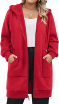 IN'VOLAND Plus Size Zip Up Hoodie Tunic - Cozy Long Fleece