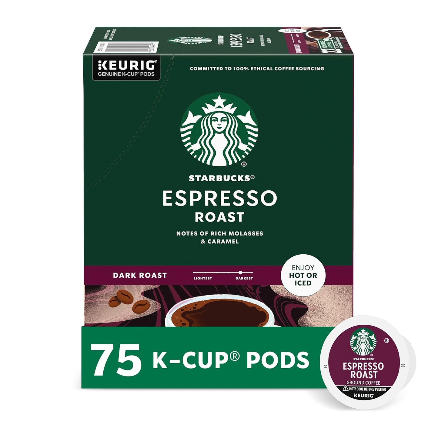 Starbucks K-Cup Coffee Pods for Keurig, Dark Roast Espresso
