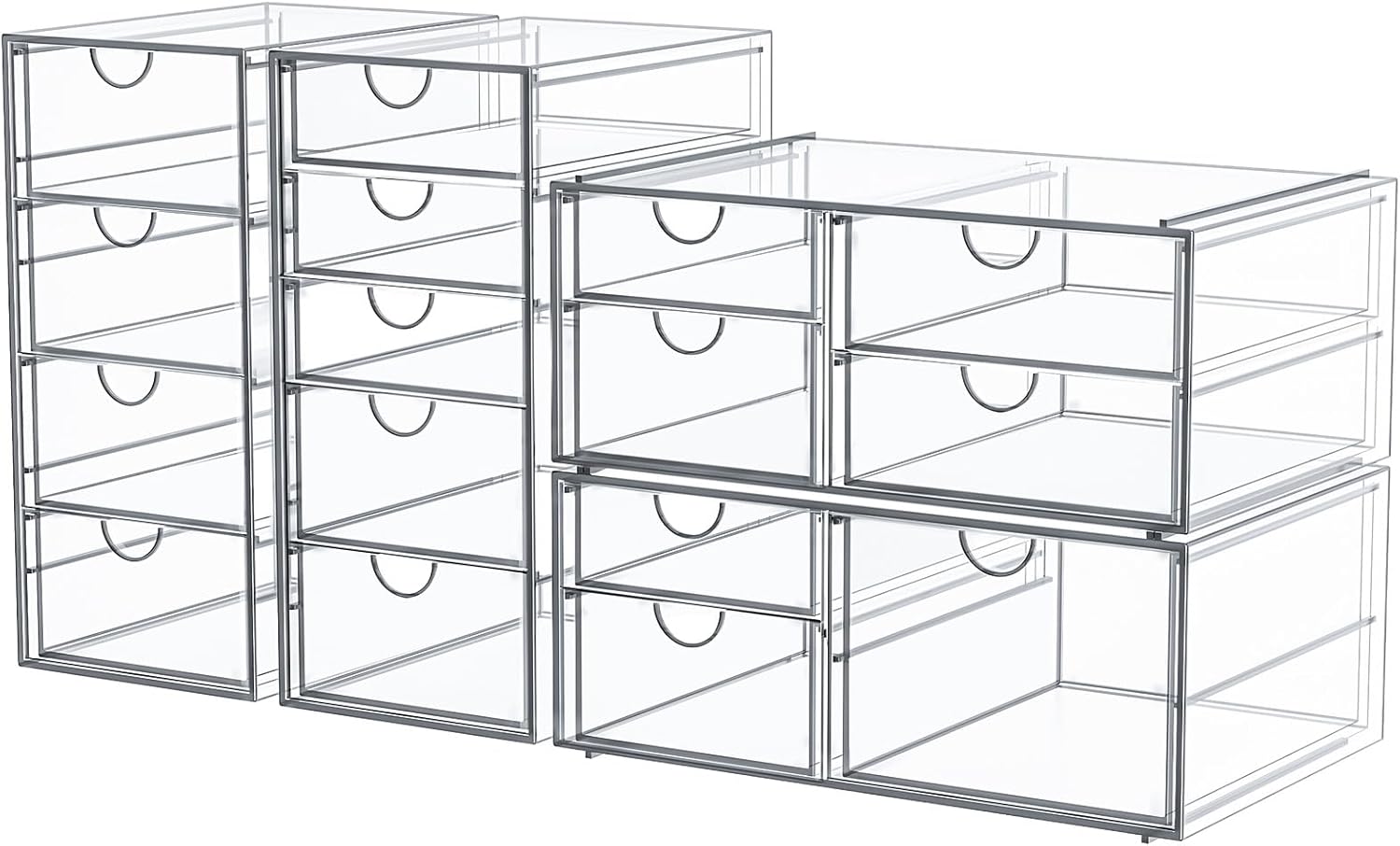 Clear 16-Drawer Makeup & Office Organizer