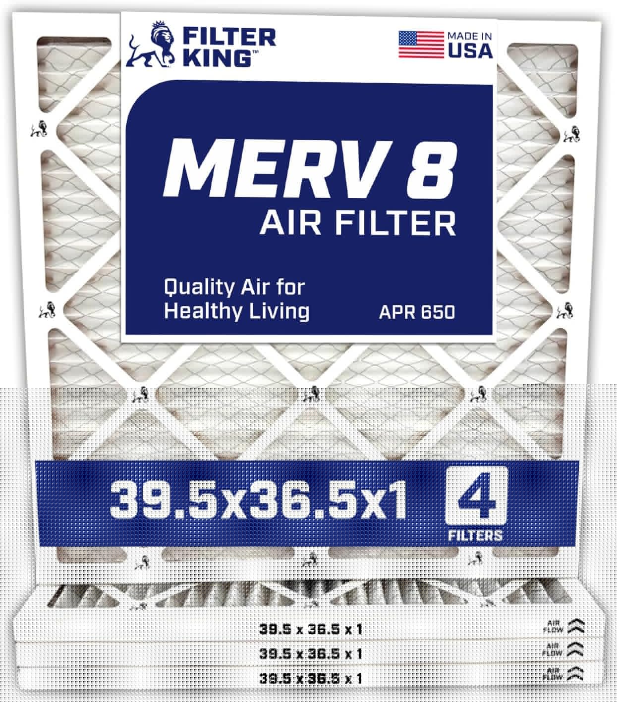 MERV 8 Air Filter 39.5x36.5x1 - 4-Pack for HVAC Systems