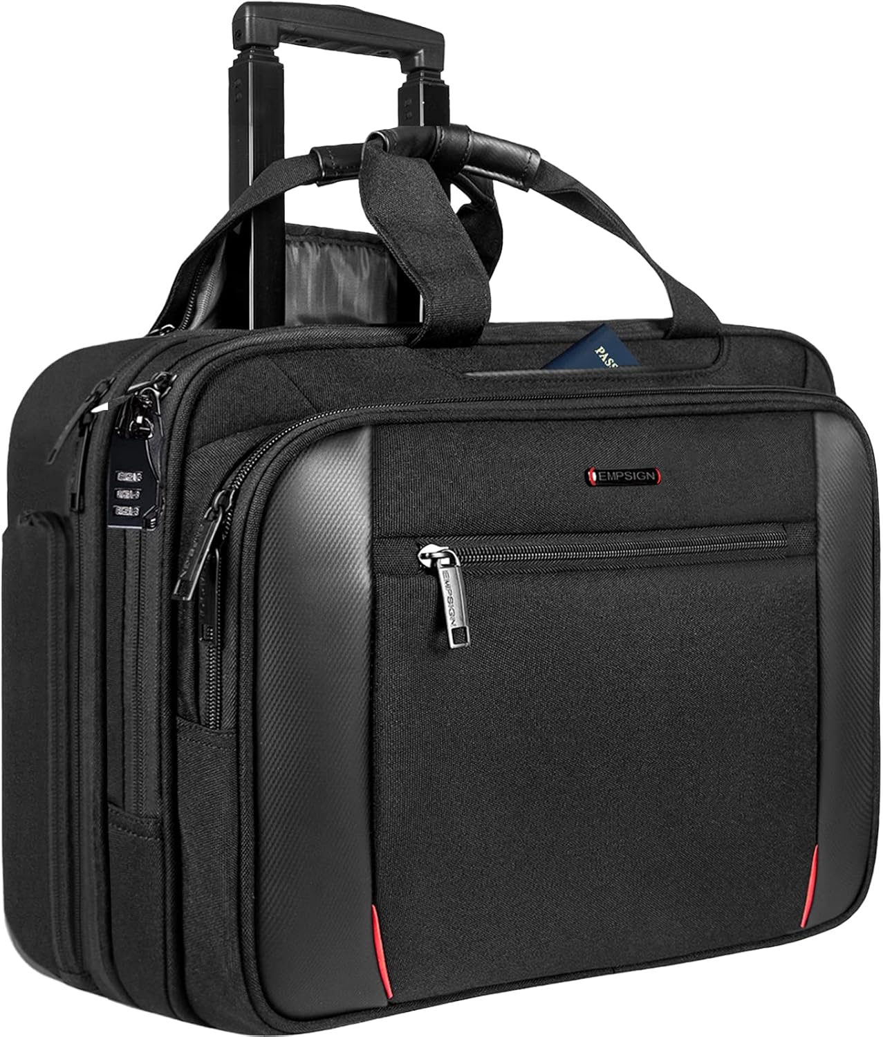 EMPSIGN Rolling Briefcase Laptop Bag for Travel and Work